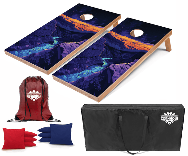 Recreational Cornhole Set World Series of Cornhole Recreational Cornhole Set - Capitol Reef National Park Nighttime Boards with Red and Royal Blue Bags