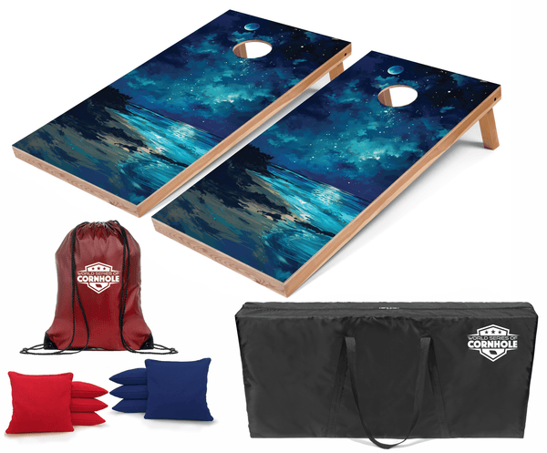 Recreational Cornhole Set World Series of Cornhole Recreational Cornhole Set - Dry Tortugas National Park Nighttime Boards with Red and Royal Blue Bags