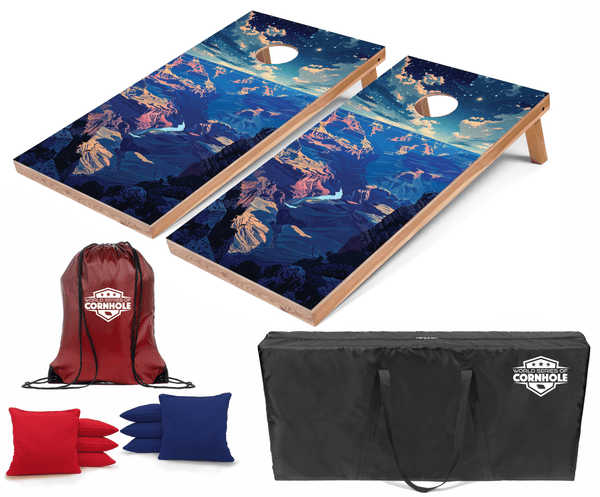 Recreational Cornhole Set World Series of Cornhole Recreational Cornhole Set - Grand Canyon National Park Nighttime Boards with Red and Royal Blue Bags
