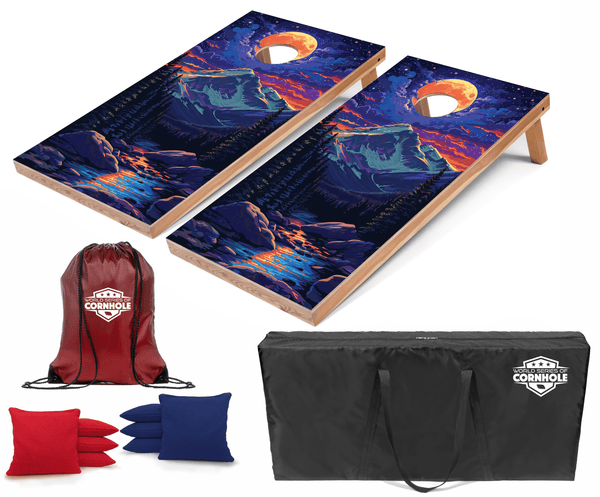Recreational Cornhole Set World Series of Cornhole Recreational Cornhole Set - Rocky Mountain National Park Nighttime Boards with Red and Royal Blue Bags