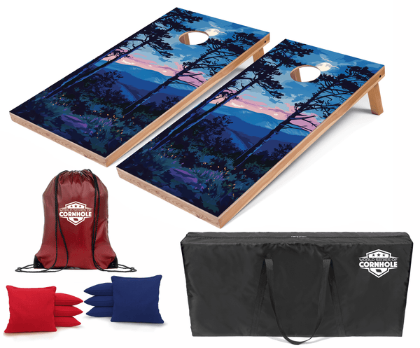 Recreational Cornhole Set World Series of Cornhole Recreational Cornhole Set - Shenandoah National Park Nighttime Boards with Red and Royal Blue Bags