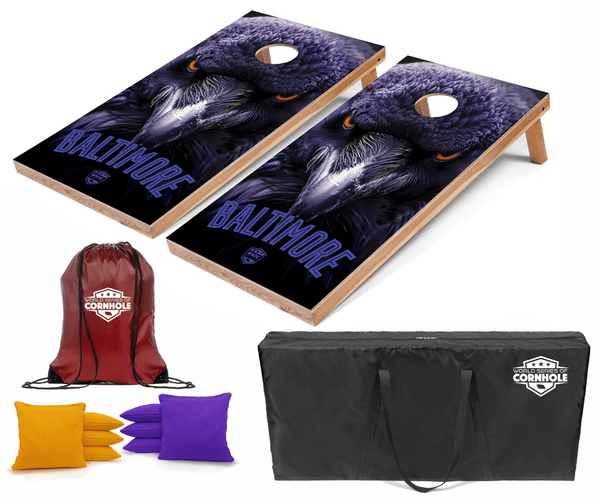 Recreational Cornhole Set World Series of Cornhole Recreational Cornhole Set - Baltimore Ravens Boards with Yellow and Royal Purple Bags