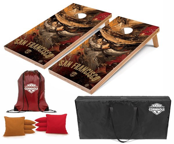 Recreational Cornhole Set World Series of Cornhole Recreational Cornhole Set - San Francisco 49ers Boards with Gold and Red Bags