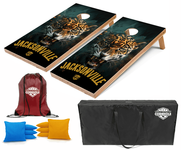 Recreational Cornhole Set World Series of Cornhole Recreational Cornhole Set - Jacksonville Jaguars Boards with Turquoise and Yellow Bags