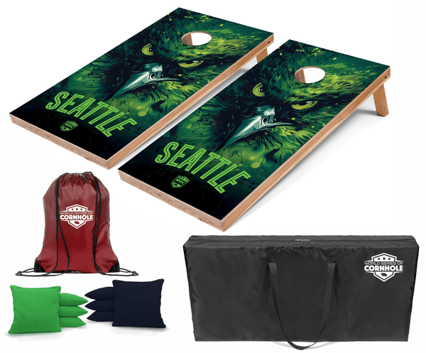 Recreational Cornhole Set World Series of Cornhole Recreational Cornhole Set - Seattle Seahawks Boards with Kelly Green and Navy Blue Bags
