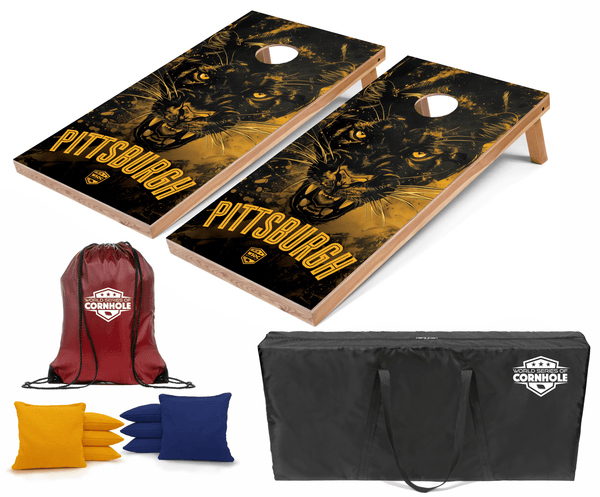 Recreational Cornhole Set World Series of Cornhole Recreational Cornhole Set - Pitt Panthers Boards with Yellow and Royal Blue Bags