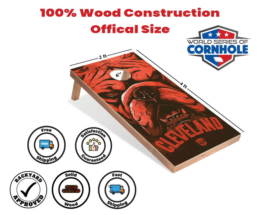 World Series of Cornhole Recreational Cornhole Set - Cleveland Browns Boards with Brown and Orange Bags