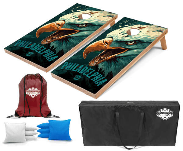 Recreational Cornhole Set World Series of Cornhole Recreational Cornhole Set - Philadelphia Eagles Boards with Turquoise and White Bags