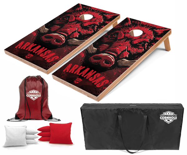 Recreational Cornhole Set World Series of Cornhole Recreational Cornhole Set - Arkansas Razorbacks Boards with Red and White Bags