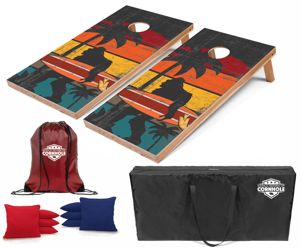 Recreational Cornhole Set World Series of Cornhole Recreational Cornhole Set - Surfing Sasquatch Boards with Red and Royal Blue Bags