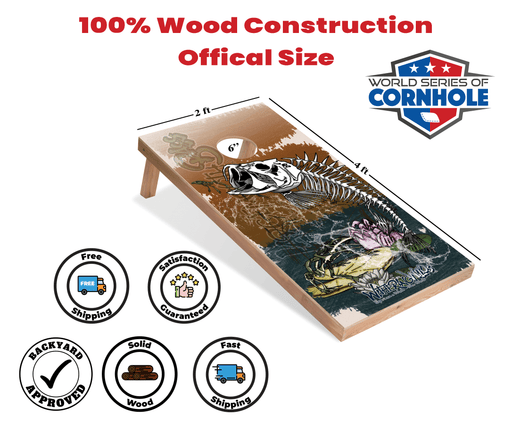 Recreational Cornhole Set World Series of Cornhole Recreational Cornhole Set - Withering Wilds Largemouth Bass Boards with Red and Royal Blue Bags