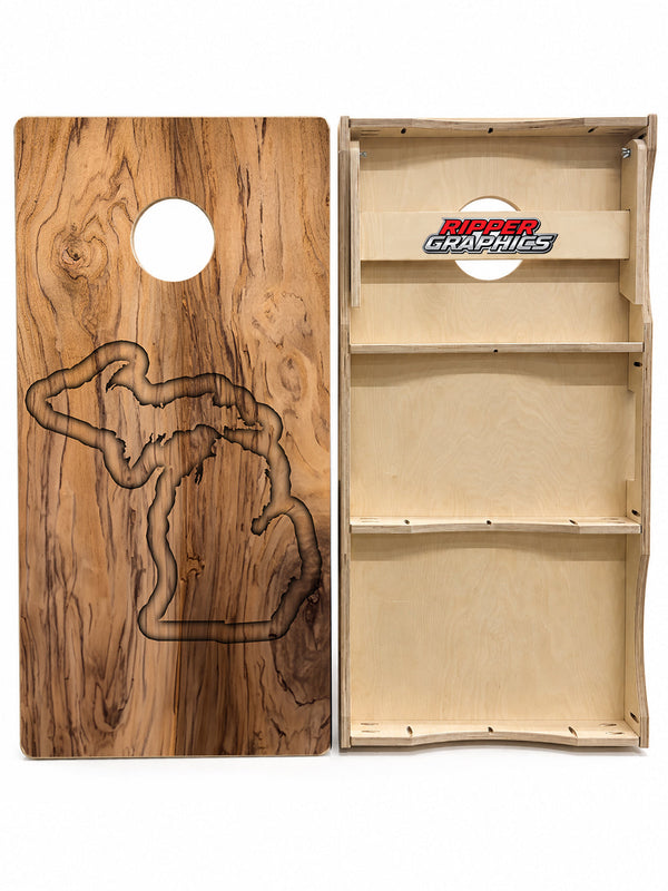 State of Michigan Routered Design Cornhole Design