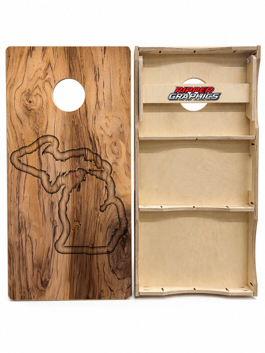State of Michigan Routered Design Cornhole Design