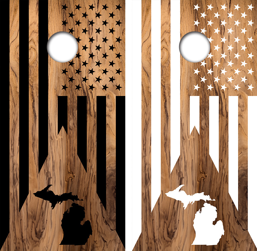 Michigan Triangle American Flag Cornhole Design