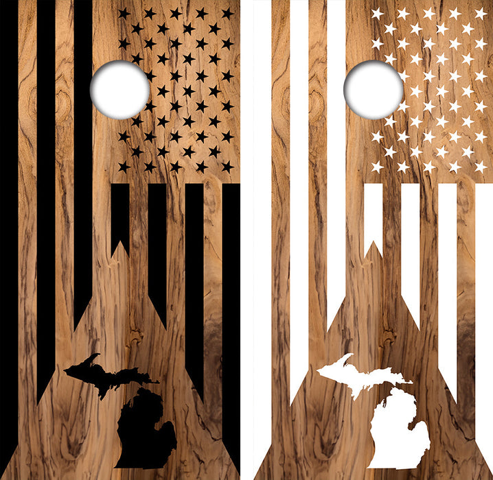 Michigan Triangle American Flag Cornhole Design