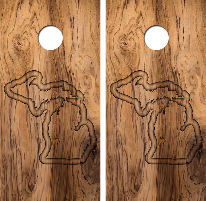State of Michigan Routered Design Cornhole Design