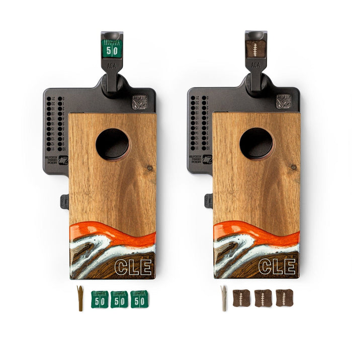 Cornhole Boards Cleveland Mini Tabletop Resin & Wood Cornhole Set | Gameday Collection