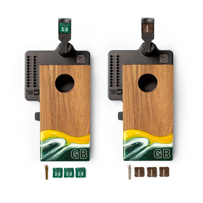 Cornhole Boards Green Bay Mini Tabletop Resin & Wood Cornhole Set | Gameday Collection