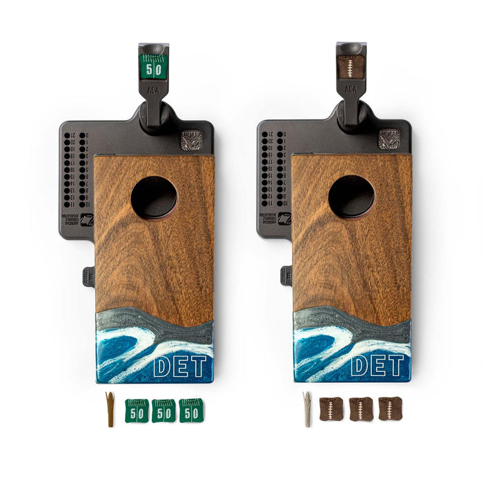 Cornhole Boards Detroit Mini Tabletop Resin & Wood Cornhole Set | Gameday Collection