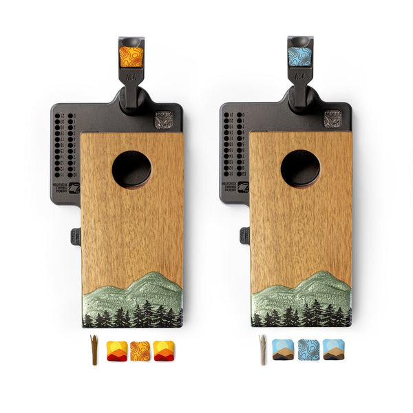 Cornhole Boards Green Mini Tabletop Resin & Wood Cornhole Set | Mountain Collection