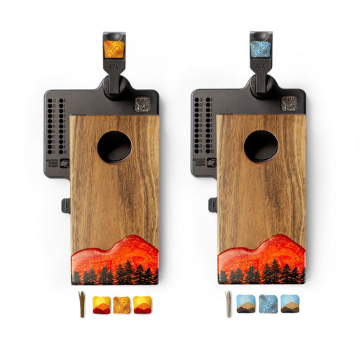 Cornhole Boards Orange Mini Tabletop Resin & Wood Cornhole Set | Mountain Collection