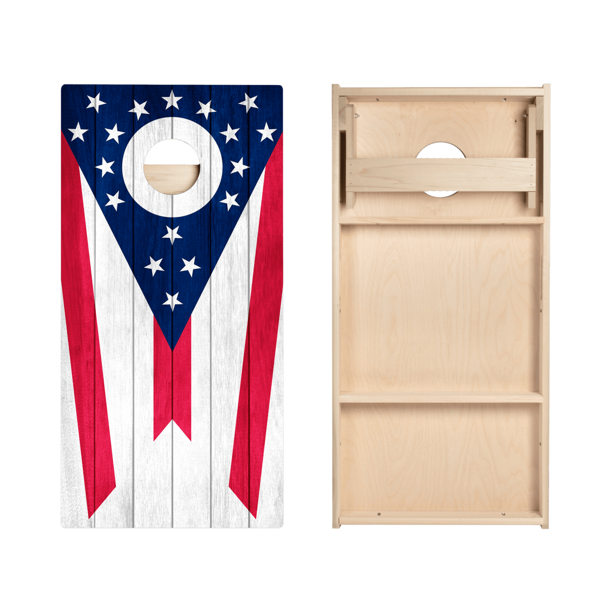 Ohio Flag Star Cornhole Boards