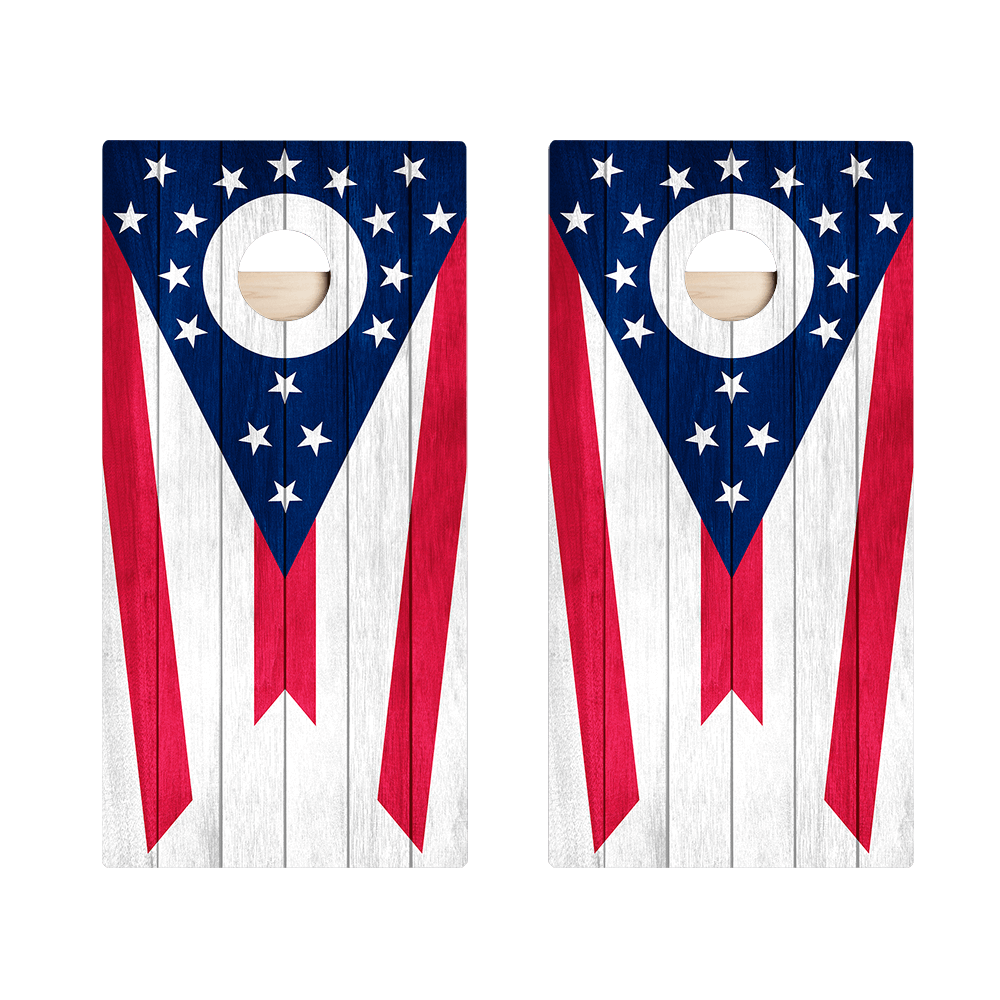 Ohio Flag Star Cornhole Boards