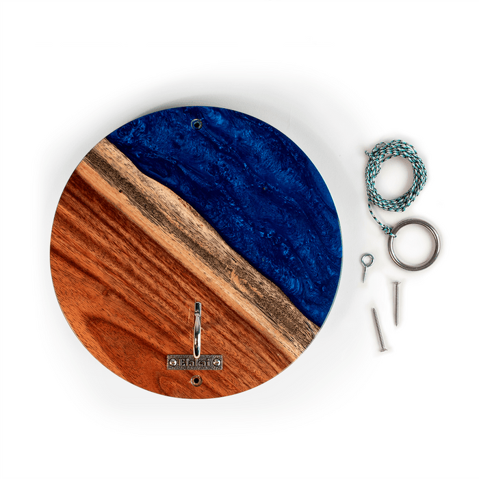 Hook and Ring One of a Kind Blue Pearl Epoxy Resin Live-Edge Wood Hook and Ring Toss Game