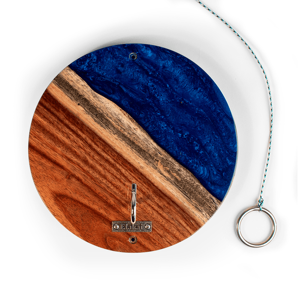 Hook and Ring One of a Kind Blue Pearl Epoxy Resin Live-Edge Wood Hook and Ring Toss Game