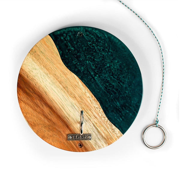 Hook and Ring One of a Kind Green Pearl Epoxy Resin Live-Edge Wood Hook and Ring Toss Game