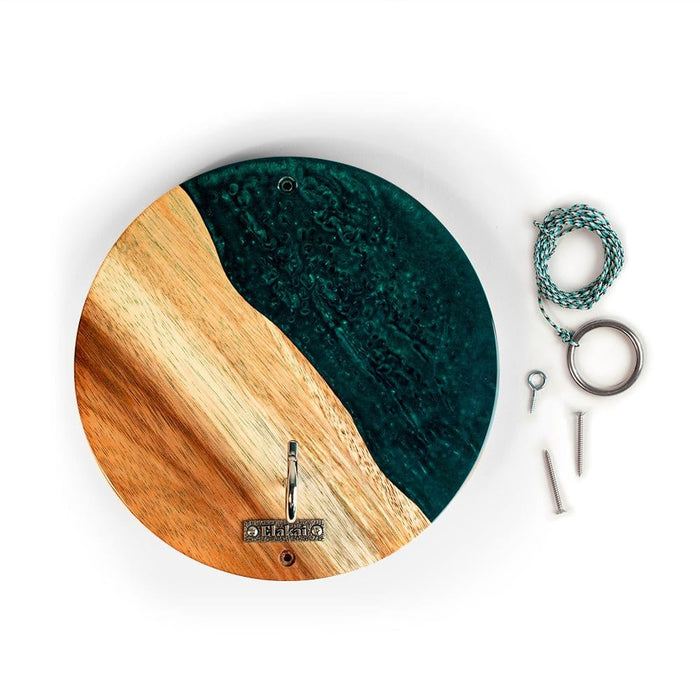 Hook and Ring One of a Kind Green Pearl Epoxy Resin Live-Edge Wood Hook and Ring Toss Game