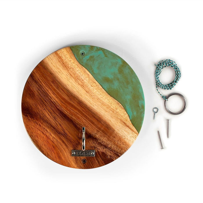 Hook and Ring One of a Kind Teal and Orange Pearl Epoxy Resin Live-Edge Wood Hook and Ring Toss Game