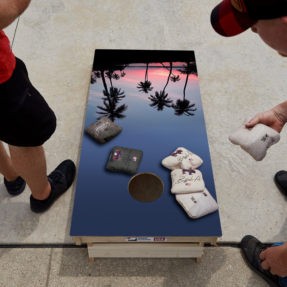 Palm Tree Sunset Star Cornhole Boards