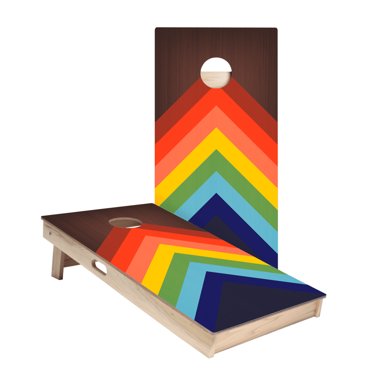 Rainbow-Chevrons Star Cornhole Boards