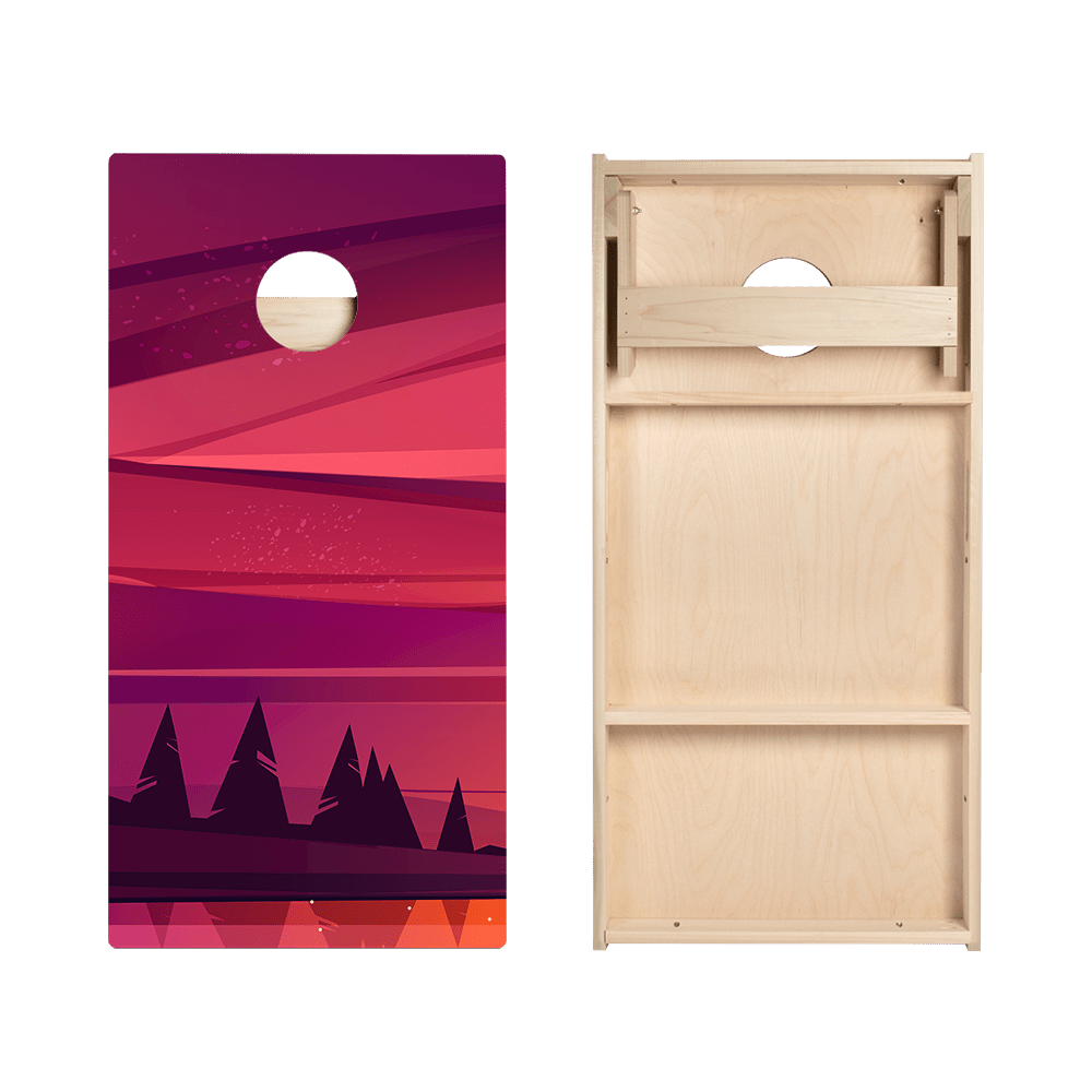 Red Forest Sunset Star Cornhole Boards