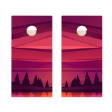 Red Forest Sunset Star Cornhole Boards
