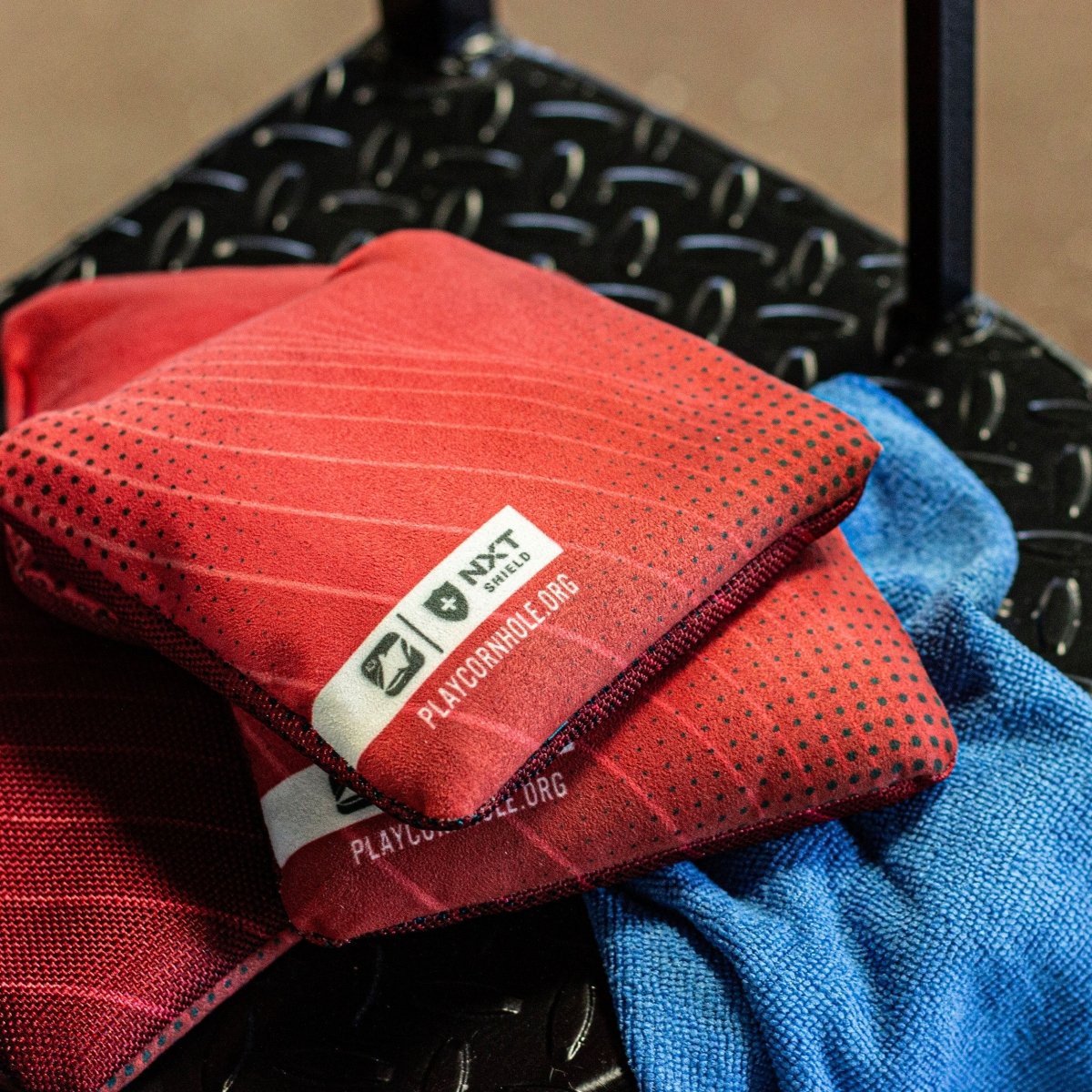 Red NXT Shield Cornhole Bags