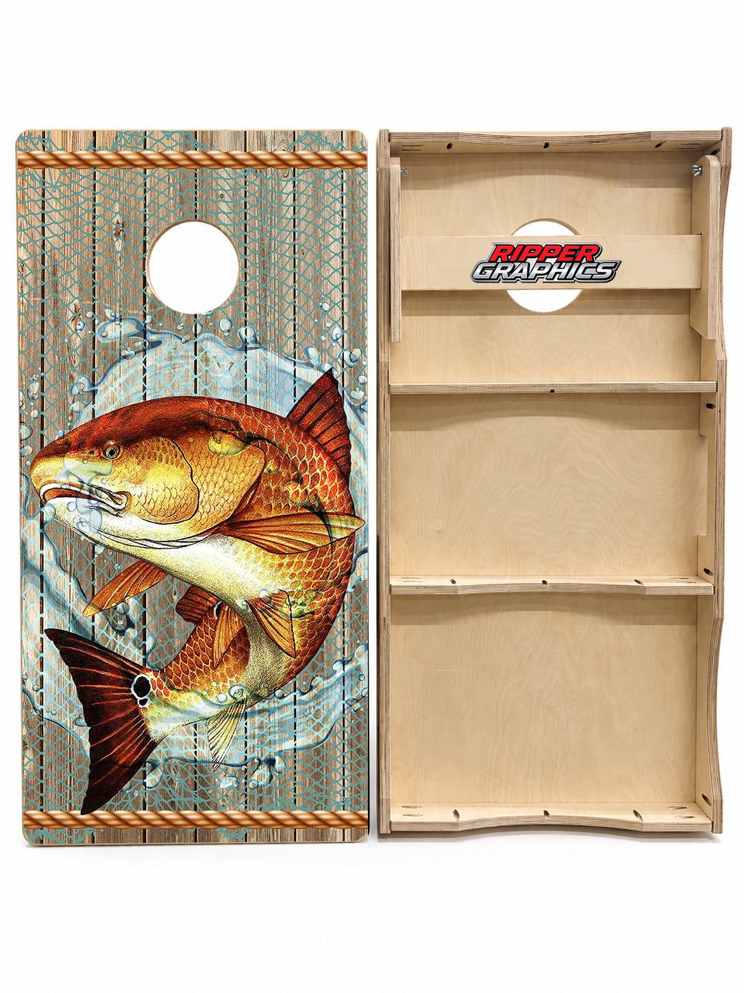 Red Fish Cornhole Design