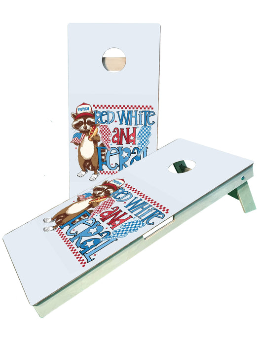 cornhole boards Red White & Feral America Cornhole Boards
