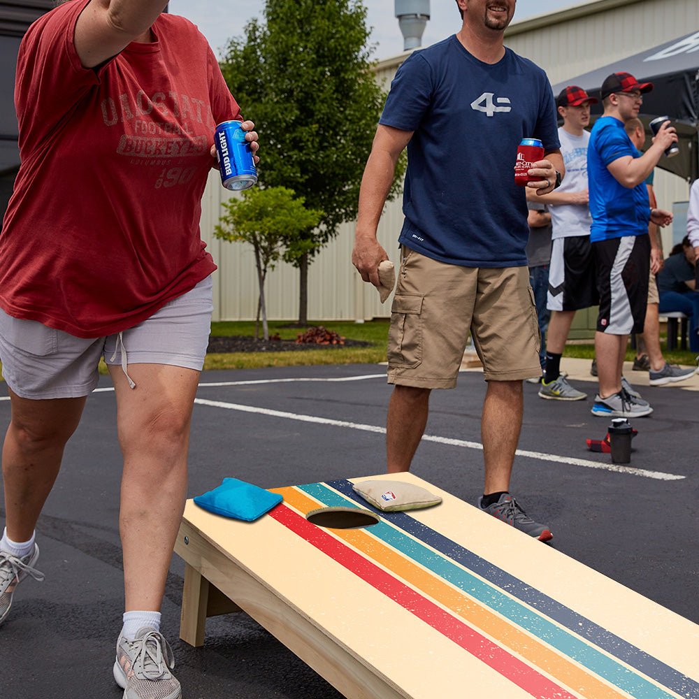 Retro Stripes Star Cornhole Boards