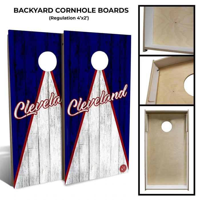 Brand New Cleveland Baseball Triangle 2x4 Backyard Regulation Cornhole Set (includes 8 bags)