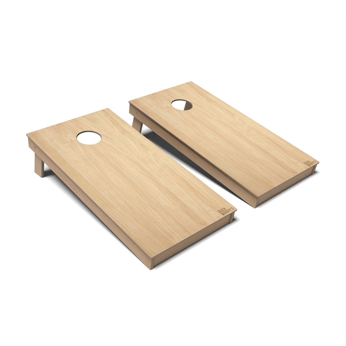 Natural Wood Cornhole Boards - Backyard