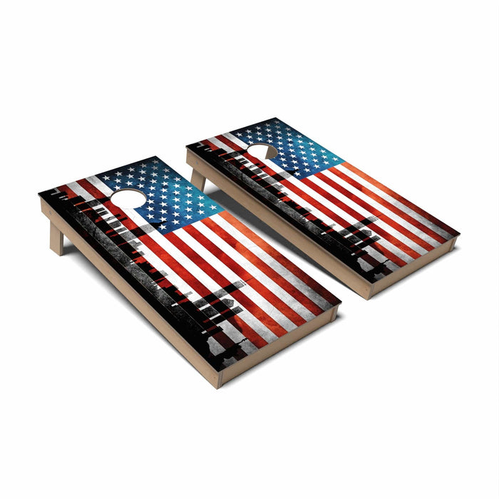 Patriotic Cornhole Boards - Backyard