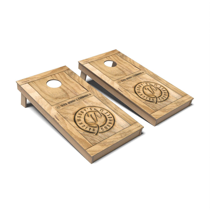 Natural Wood Cornhole Boards - Backyard