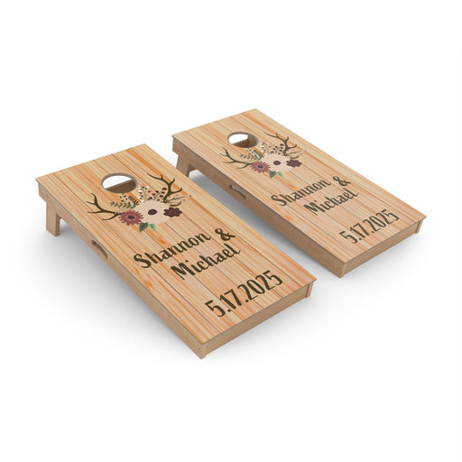 Cornhole Board Wedding Antlers Custom Cornhole Boards - Pro Series