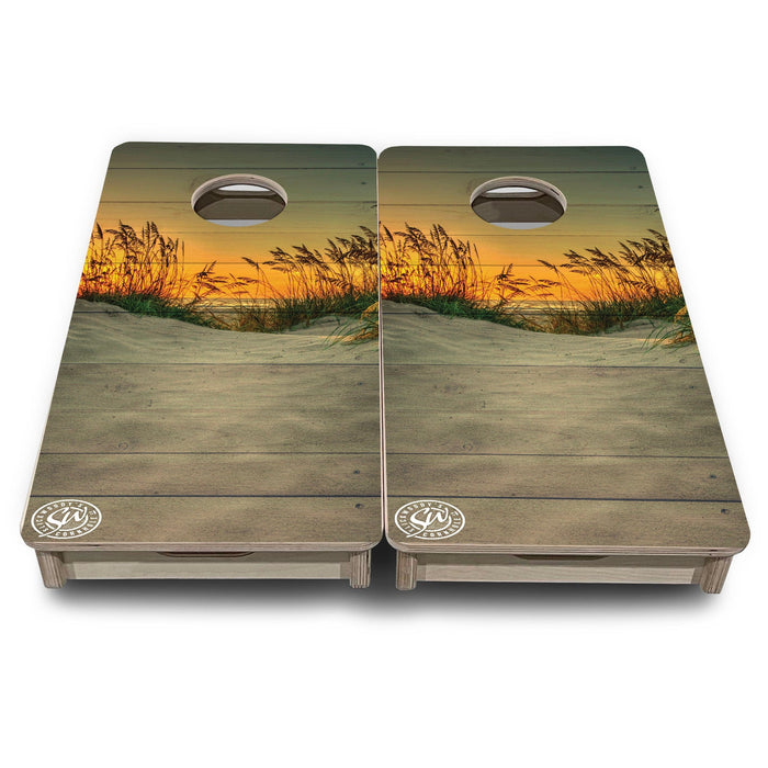 Mini Cornhole Boards- Sea Oats- 12"x24"