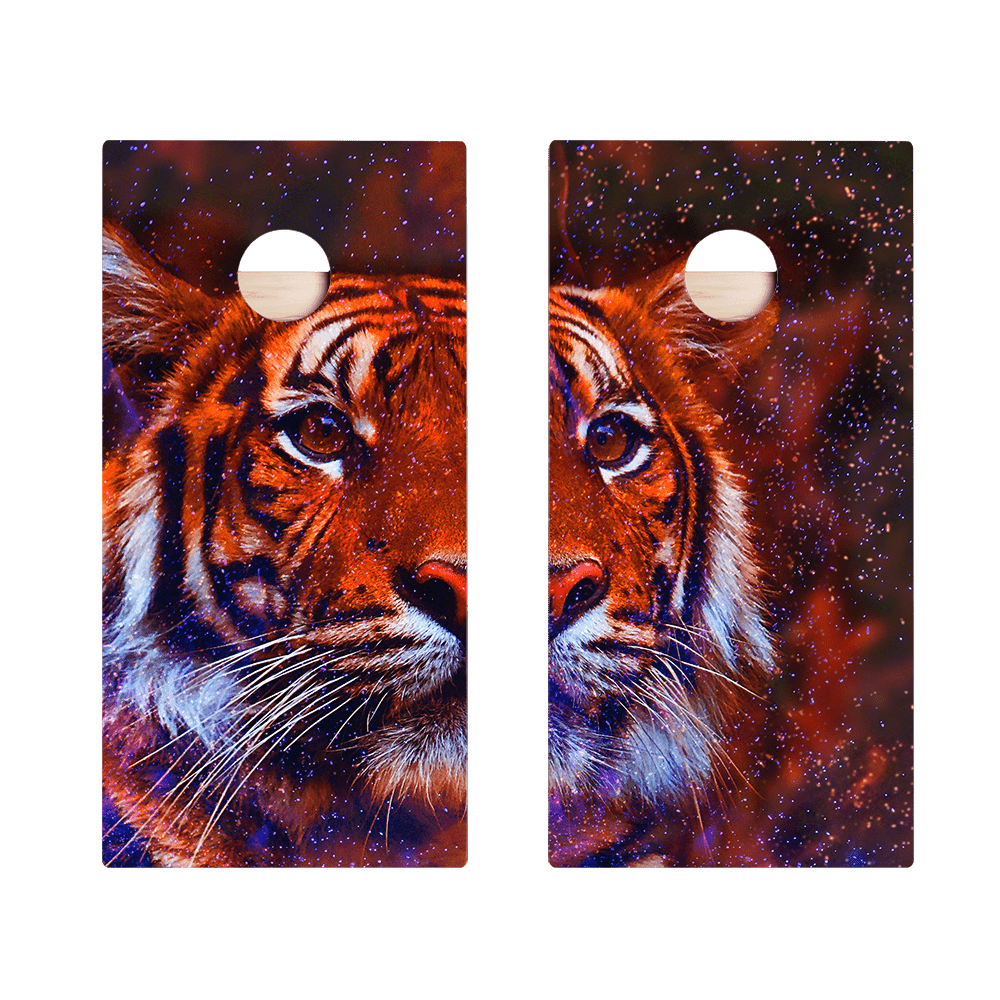 Space Tiger Star Cornhole Boards