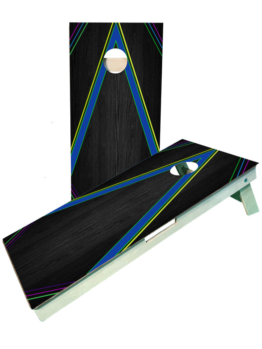 cornhole boards Multi Color Neon Striped Cornhole Boards