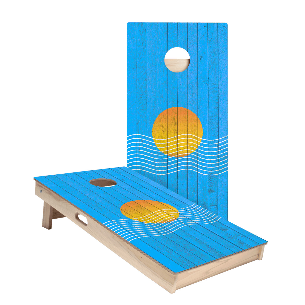 Sunset Waves Star Cornhole Boards