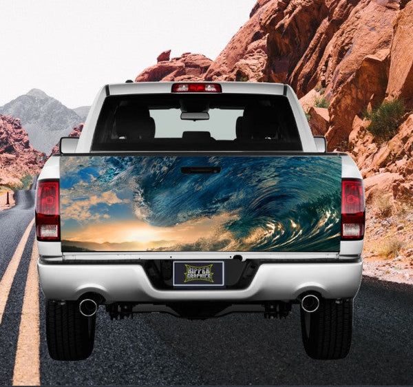 Wave Curling & Crashing On Itself Tailgate Wrap Vinyl Graphic Decal Sticker